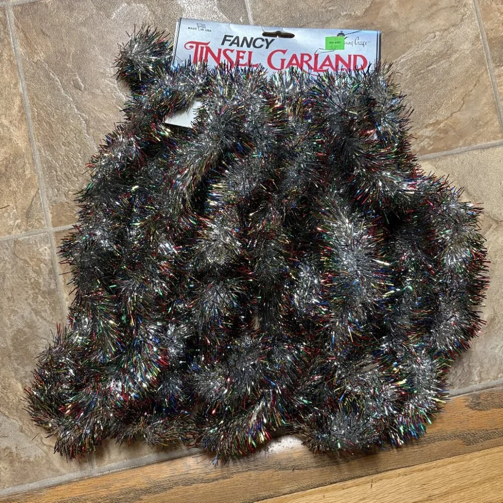 Vintage 1990's Young Craft tinsel Garland lot of two NOS